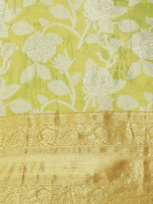 Silk Land  Green  Embellished Brocade Saree  5