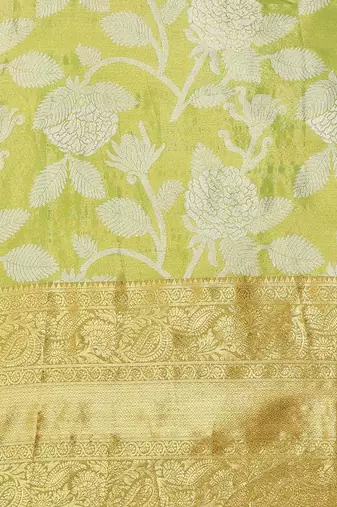 Silk Land  Green  Embellished Brocade Saree 
