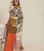Silk Land  Black  Embellished Brocade Saree 