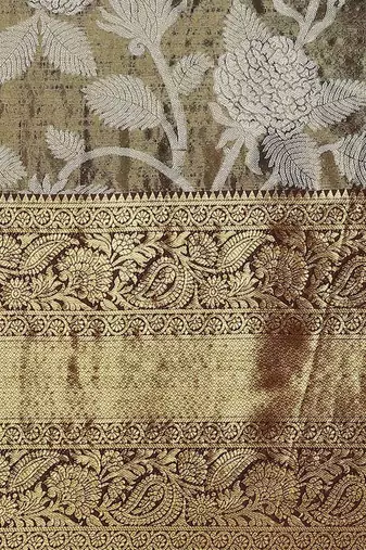 Silk Land  Black  Embellished Brocade Saree 