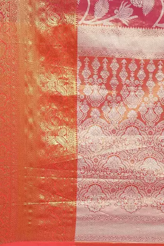 Silk Land  Pink  Embellished Brocade Saree 