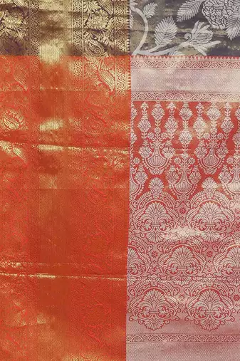 Silk Land  Navy Blue  Embellished Brocade Saree 