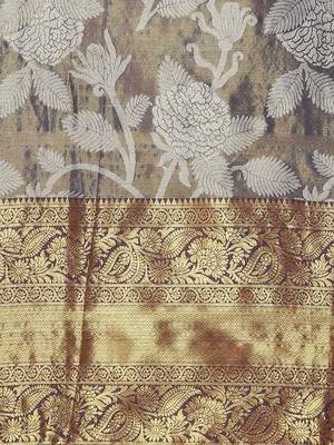 Silk Land  Navy Blue  Embellished Brocade Saree  5