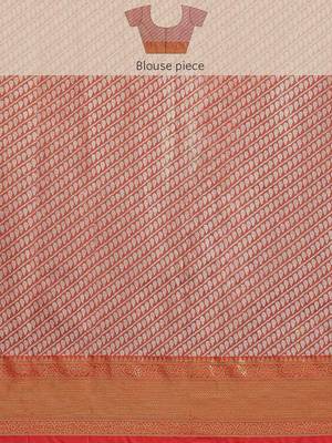 Silk Land  Orange  Embellished Brocade Saree  4