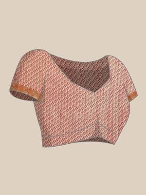 Silk Land  Red  Embellished Brocade Saree  3