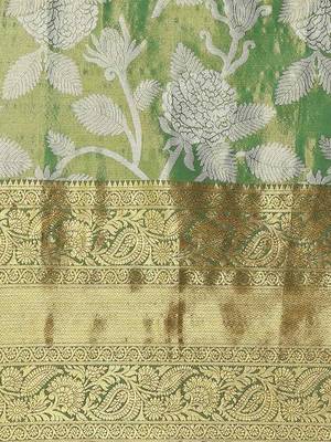 Silk Land  Green  Embellished Brocade Saree  5