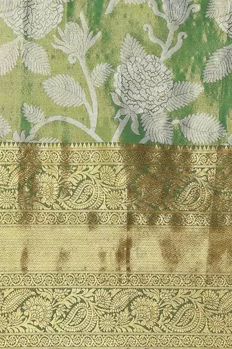 Silk Land  Green  Embellished Brocade Saree 