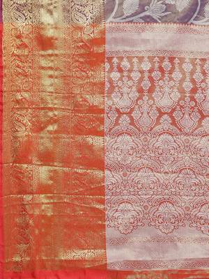 Silk Land  Purple  Embellished Brocade Saree  4