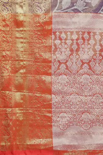 Silk Land  Purple  Embellished Brocade Saree 