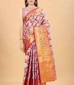 Silk Land  Pink  Woven Design Brocade Saree 