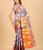 Silk Land  Purple  Woven Design Brocade Saree 
