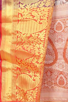 Silk Land  Purple  Woven Design Brocade Saree  3