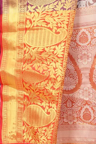 Silk Land  Purple  Woven Design Brocade Saree 