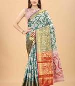Silk Land  Teal  Woven Design Brocade Saree 
