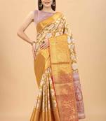 Silk Land  Yellow  Woven Design Brocade Saree 