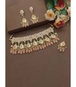 Gold plated traditional kundan pearl choker jewellery set for women