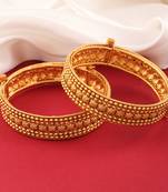 Floral Design Golden Brass Bangles Set of 2 For Women