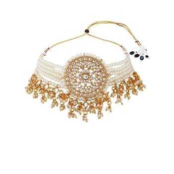 Gold-Plated Kundan-Studded & Pearl Beaded Jewellery Set 3