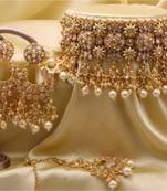 Gold Plated Traditional Kundan Pearl Choker Jewellery Set For Women