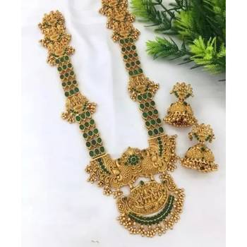 Indian Gold Plated Haram Temple Jewellery Set For Women 1