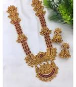 Indian Gold Plated Haram Temple Jewellery Set For Women