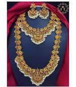 Indian Gold Plated Haram Temple Jewellery Set For Women