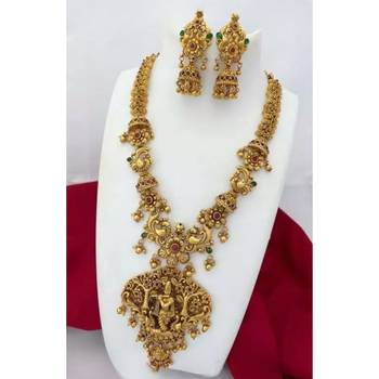 Indian Gold Plated Haram Temple Jewellery Set For Women 3