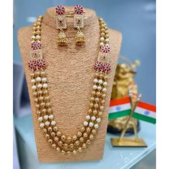 Indian Gold Plated Haram Temple Jewellery Set For Women 1