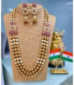Indian Gold Plated Haram Temple Jewellery Set For Women