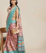 Silk Land  Pink  Printed Art Silk Saree 