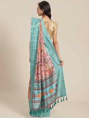 Silk Land  Pink  Printed Art Silk Saree  2