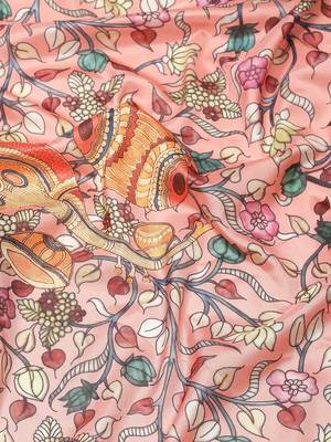 Silk Land  Pink  Printed Art Silk Saree  5