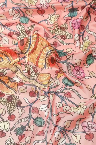 Silk Land  Pink  Printed Art Silk Saree 