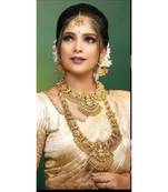 Indian Gold Plated Haram Temple Jewellery Set For Women