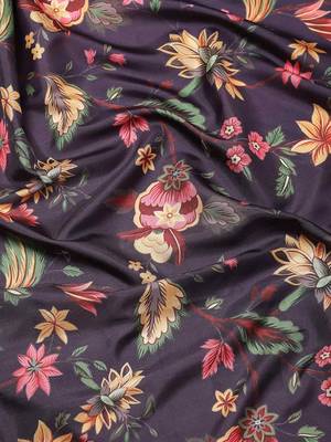 Silk Land  Navy Blue  Printed Art Silk Saree  3