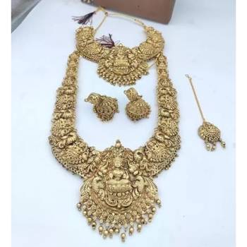 Indian Gold Plated Haram Temple Jewellery Set For Women 3