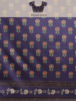 Silk Land  Teal  Printed Art Silk Saree  4
