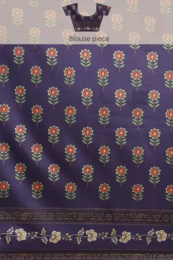 Silk Land  Teal  Printed Art Silk Saree 