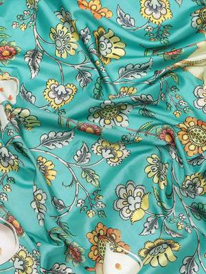 Silk Land  Teal  Printed Art Silk Saree  5