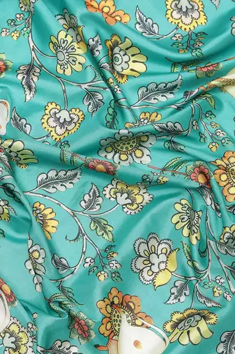 Silk Land  Teal  Printed Art Silk Saree 
