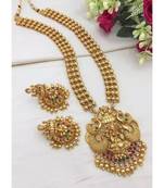 Indian Gold Plated Haram Temple Jewellery Set For Women
