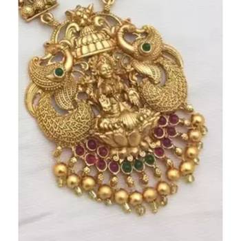 Indian Gold Plated Haram Temple Jewellery Set For Women 2