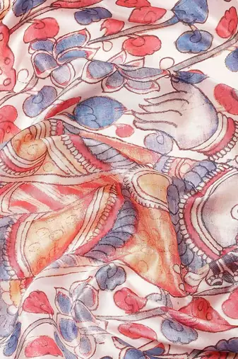 Silk Land  White  Digital Printed Art Silk Saree 