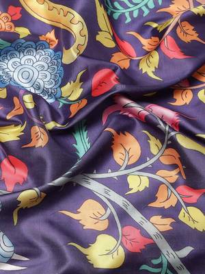 Silk Land  Navy Blue  Digital Printed Art Silk Saree  5