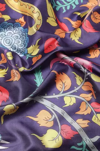Silk Land  Navy Blue  Digital Printed Art Silk Saree 