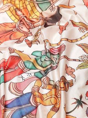 Silk Land  White  Digital Printed Art Silk Saree  3