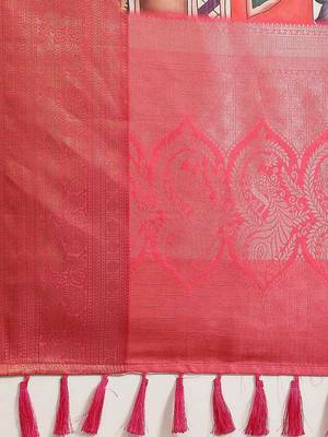 Silk Land  White  Digital Printed Art Silk Saree  5