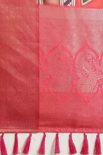 Silk Land  White  Digital Printed Art Silk Saree 
