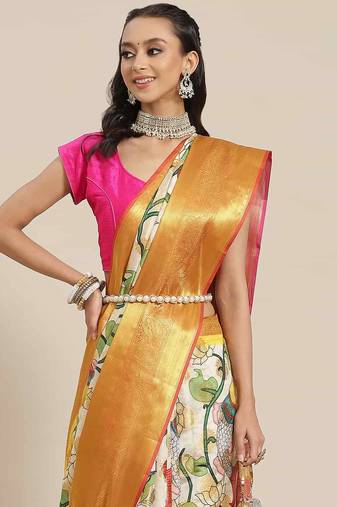 Silk Land  Multicolored Embellished Art Silk Saree 