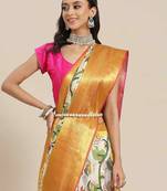 Silk Land  Multicolored Embellished Art Silk Saree 